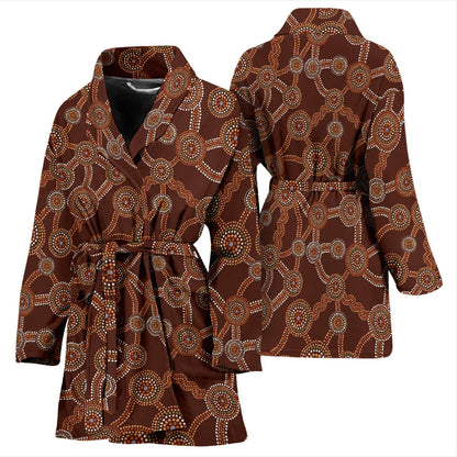 Aboriginal Pattern Print Design 03 Women Bathrobe