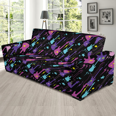 Electric Guitar Pattern Print Design 02 Sofa Slipcover