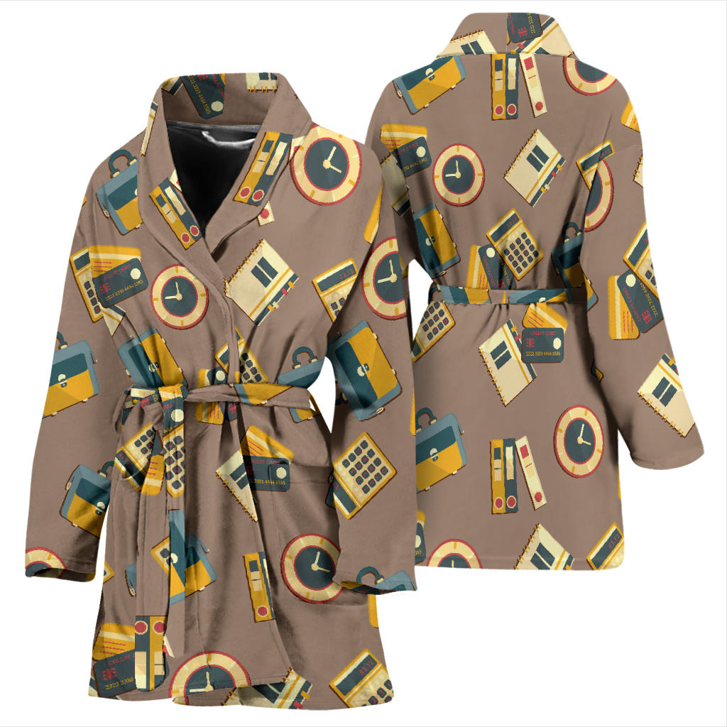 Accounting Financial Pattern Print Design 03 Women Bathrobe