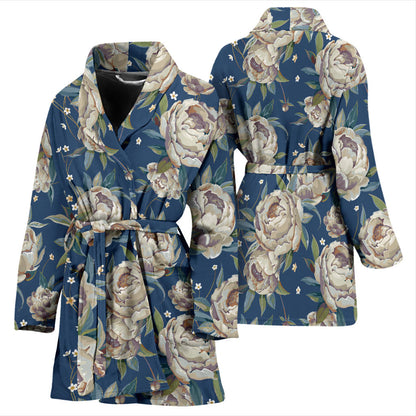 Peony Pattern Print Design A03 Women Bathrobe