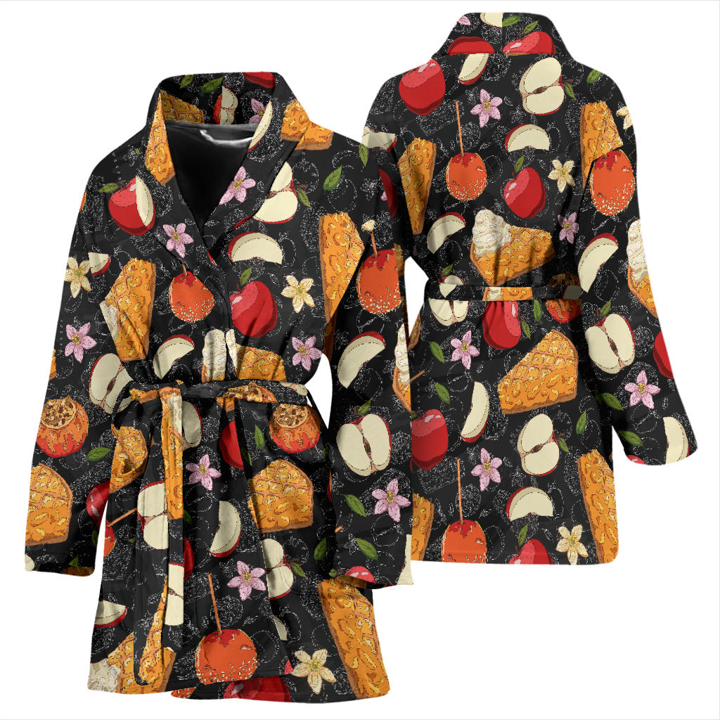 Apple Pie Pattern Print Design 01 Women Bathrobe