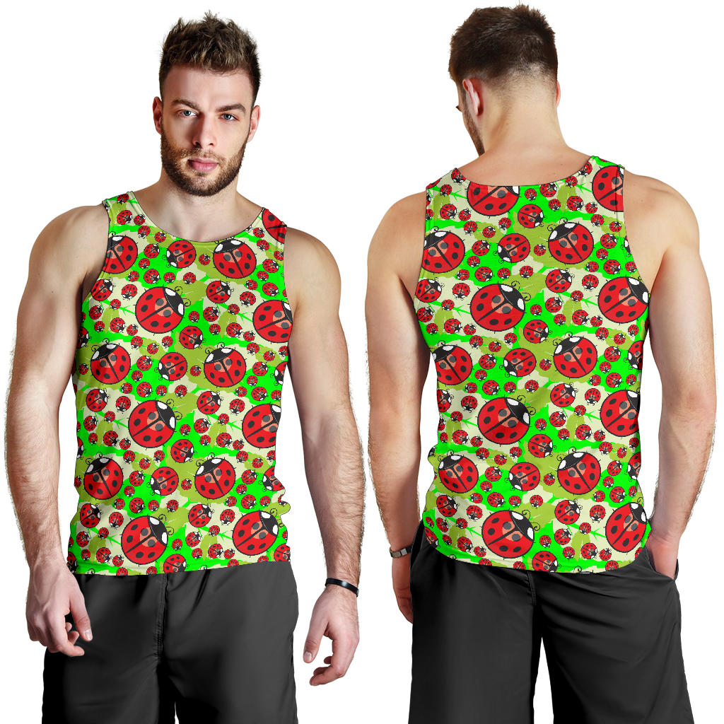 Ladybug with Leaf Print Pattern Men Tank Top