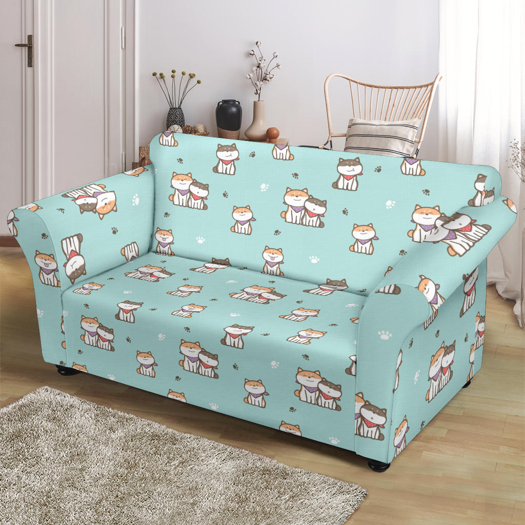 Shiba Inu Print Design LKS302 Loveseat Couch Slipcover