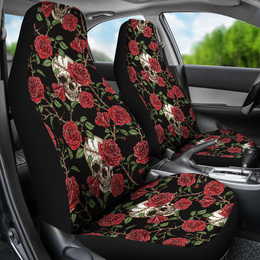Skull And Roses Print Design LKS303 Car Seat Covers