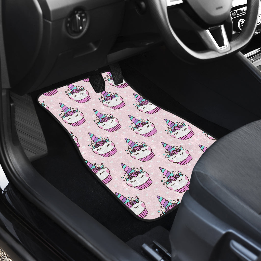 Cupcakes Unicorn Print Pattern Car Floor Mats Front Back