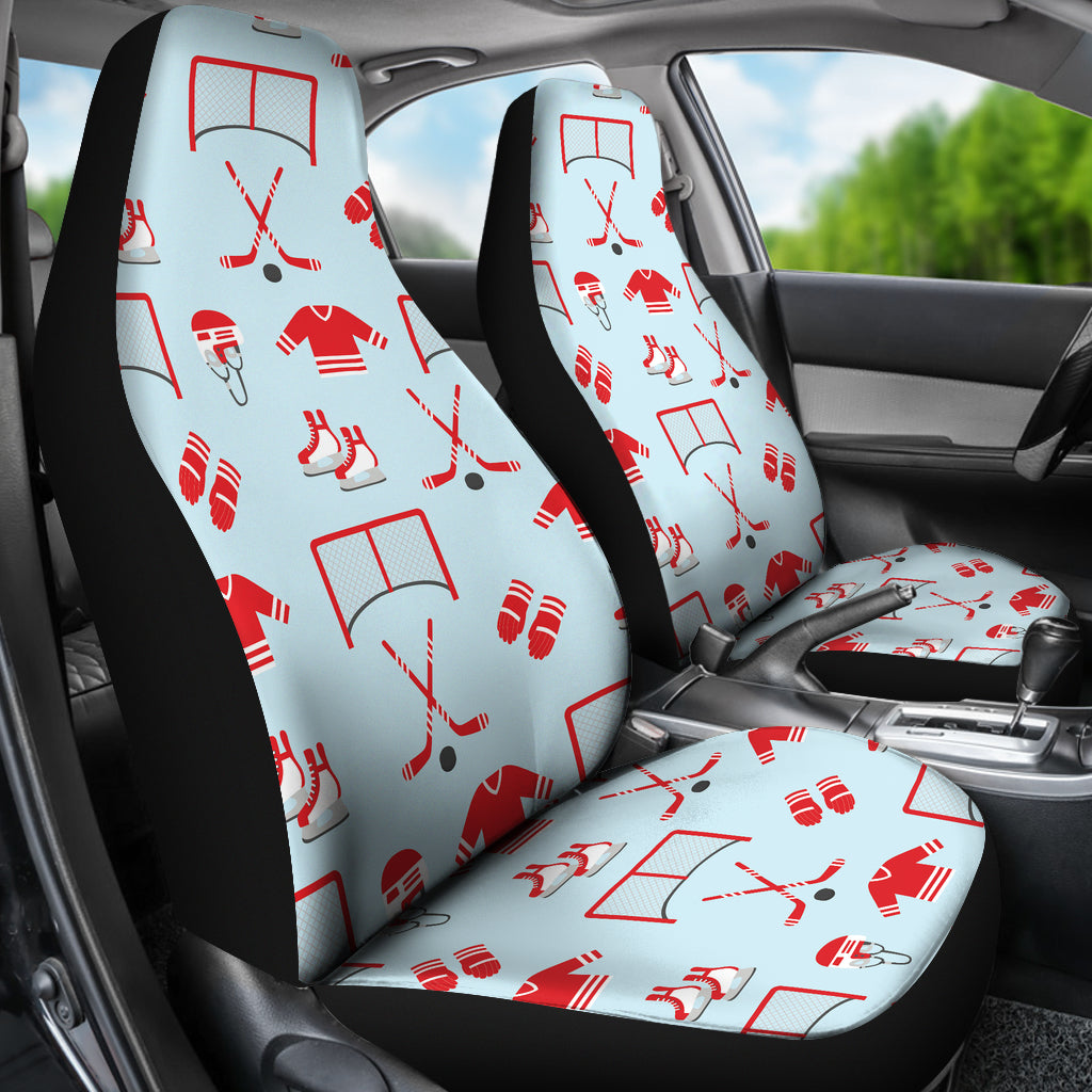 Hockey Red Equipment Print Design LKS305 Car Seat Covers