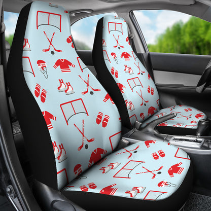 Hockey Red Equipment Print Design LKS305 Car Seat Covers