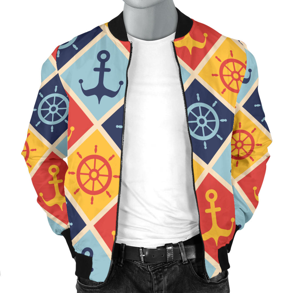 Nautical Pattern Design Themed Print Men Bomber Jacket
