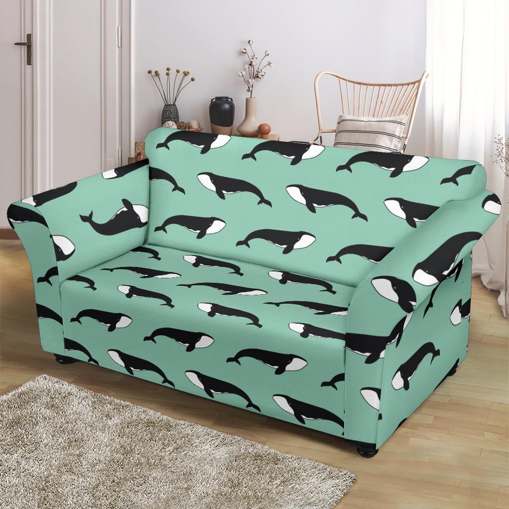Whale Print Design LKS307 Loveseat Couch Slipcover