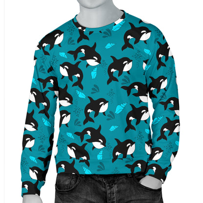 Whale Sea Design Themed Print Men Long Sleeve Sweatshirt