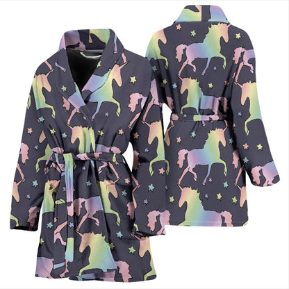 Rainbow Pattern Print Design A05 Women Bathrobe
