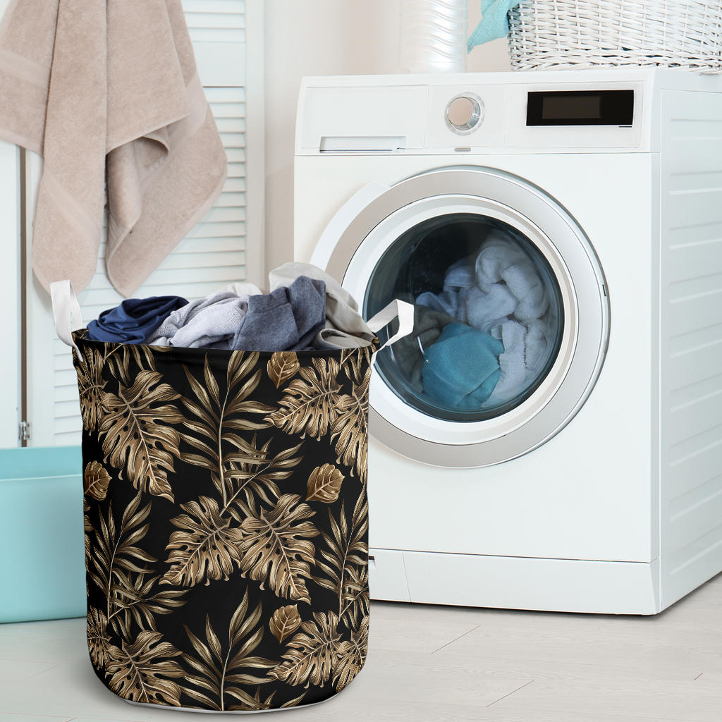 Brown Tropical Palm Leaves Laundry Basket