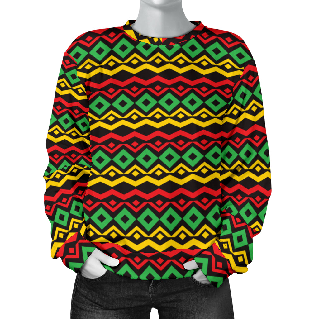Rasta Reggae Color Themed Women Long Sleeve Sweatshirt
