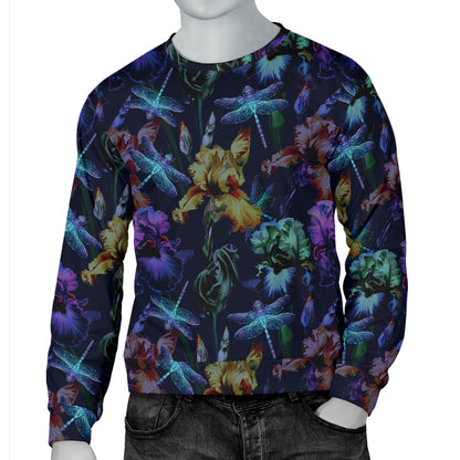 Dragonfly With Floral Print Pattern Men Long Sleeve Sweatshirt
