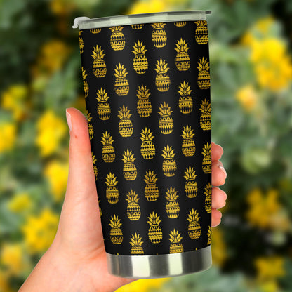 Pineapple Gold Tribal Style Print Tumbler