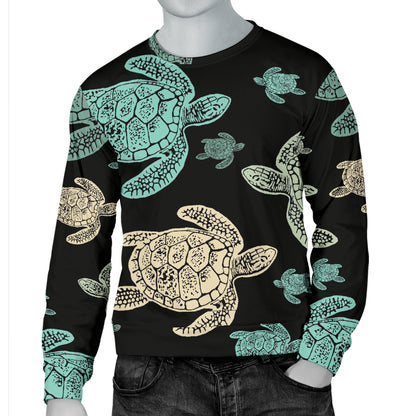 Sea Turtle Stamp Pattern Men Long Sleeve Sweatshirt