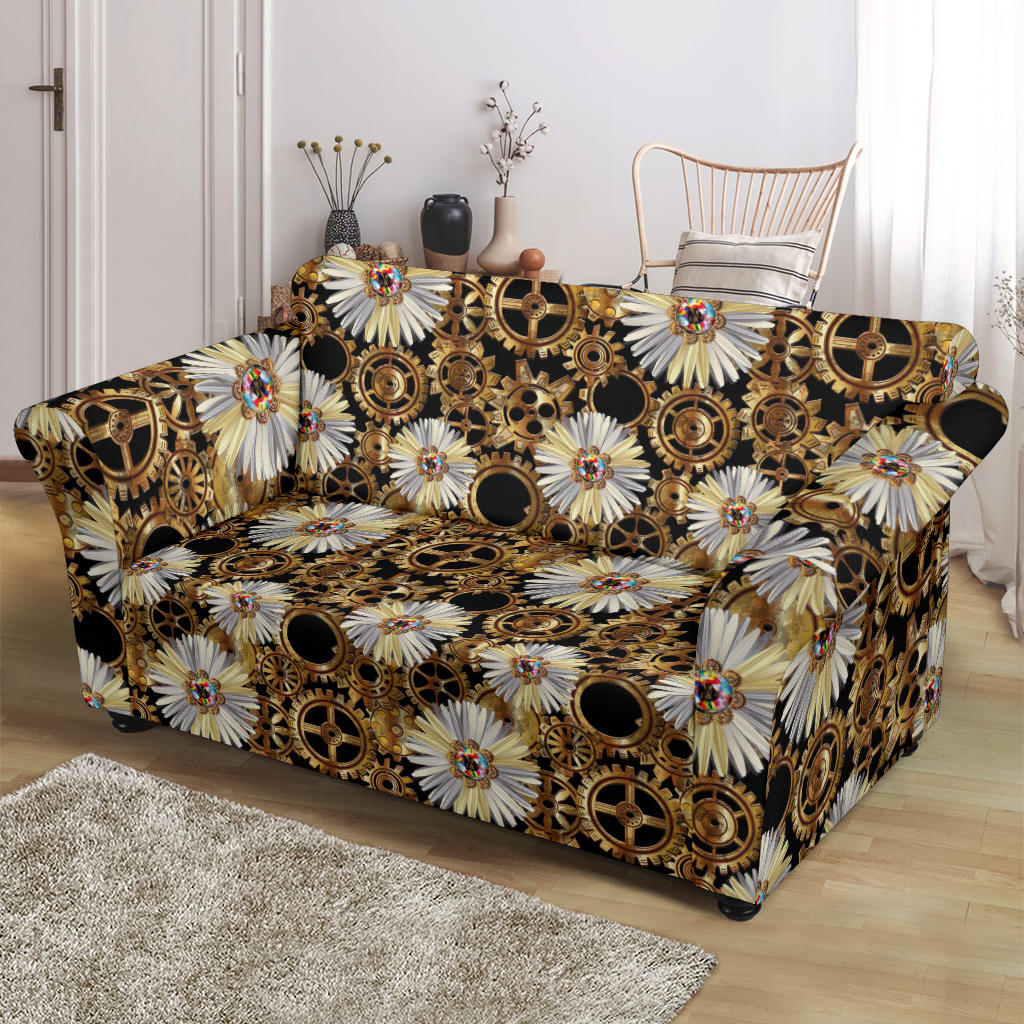 Steampunk Print Design LKS305 Loveseat Couch Slipcover