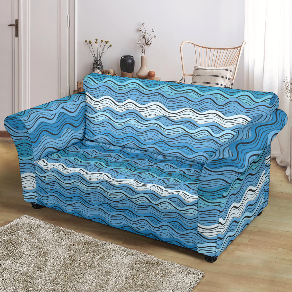 Wave Print Design LKS301 Loveseat Couch Slipcover