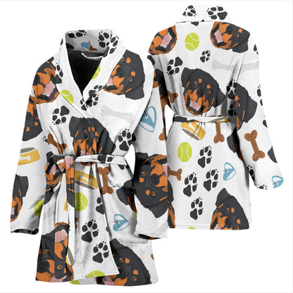 Rottweiler Pattern Print Design A04 Women Bathrobe