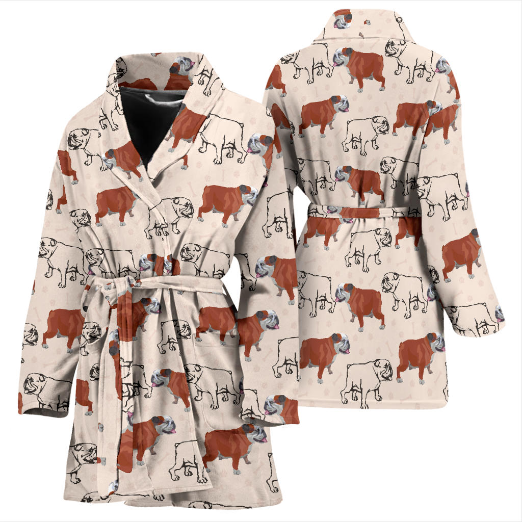 Bulldogs Pattern Print Design 04 Women Bathrobe