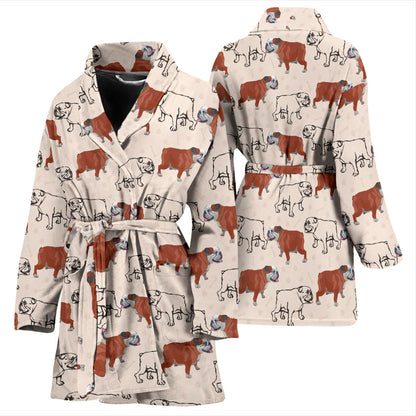 Bulldogs Pattern Print Design 04 Women Bathrobe