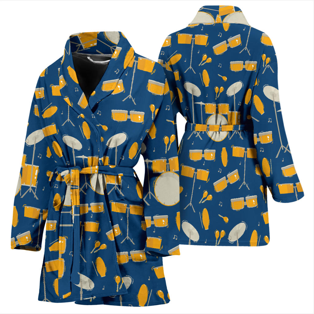 Drum Set Pattern Print Design 03 Women Bathrobe