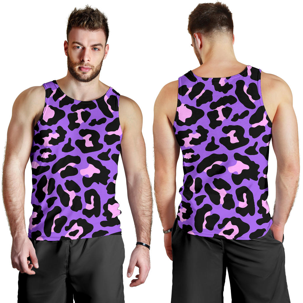 Cheetah Purple Neon Print Pattern Men Tank Top