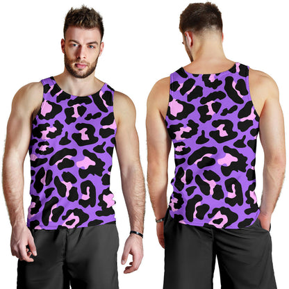 Cheetah Purple Neon Print Pattern Men Tank Top