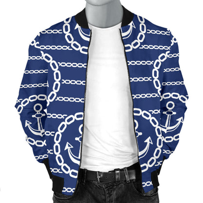 Anchor Stripe Pattern Men Bomber Jacket