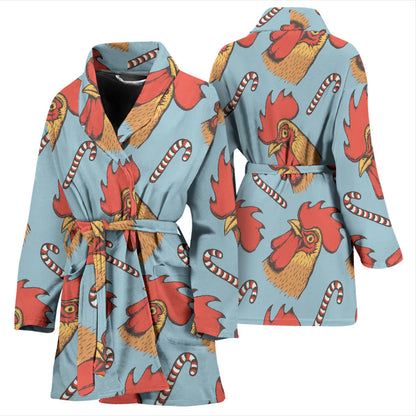 Rooster Pattern Print Design A05 Women Bathrobe