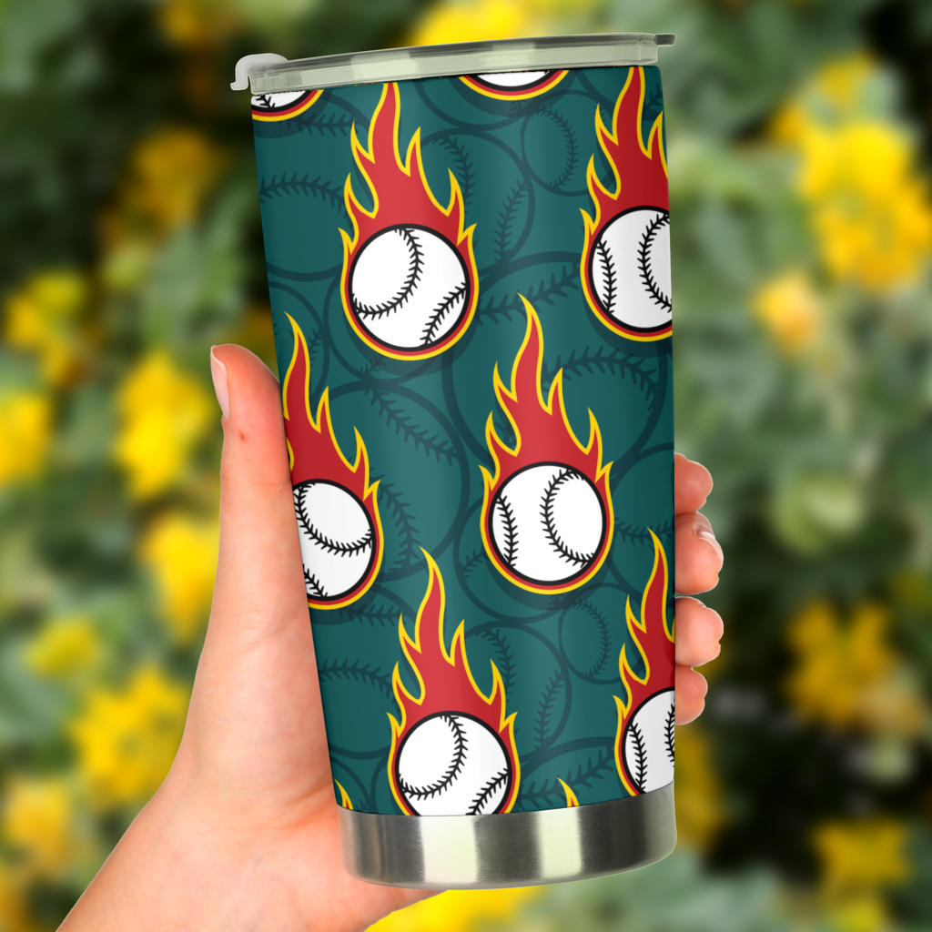 Baseball Fire Print Pattern Tumbler