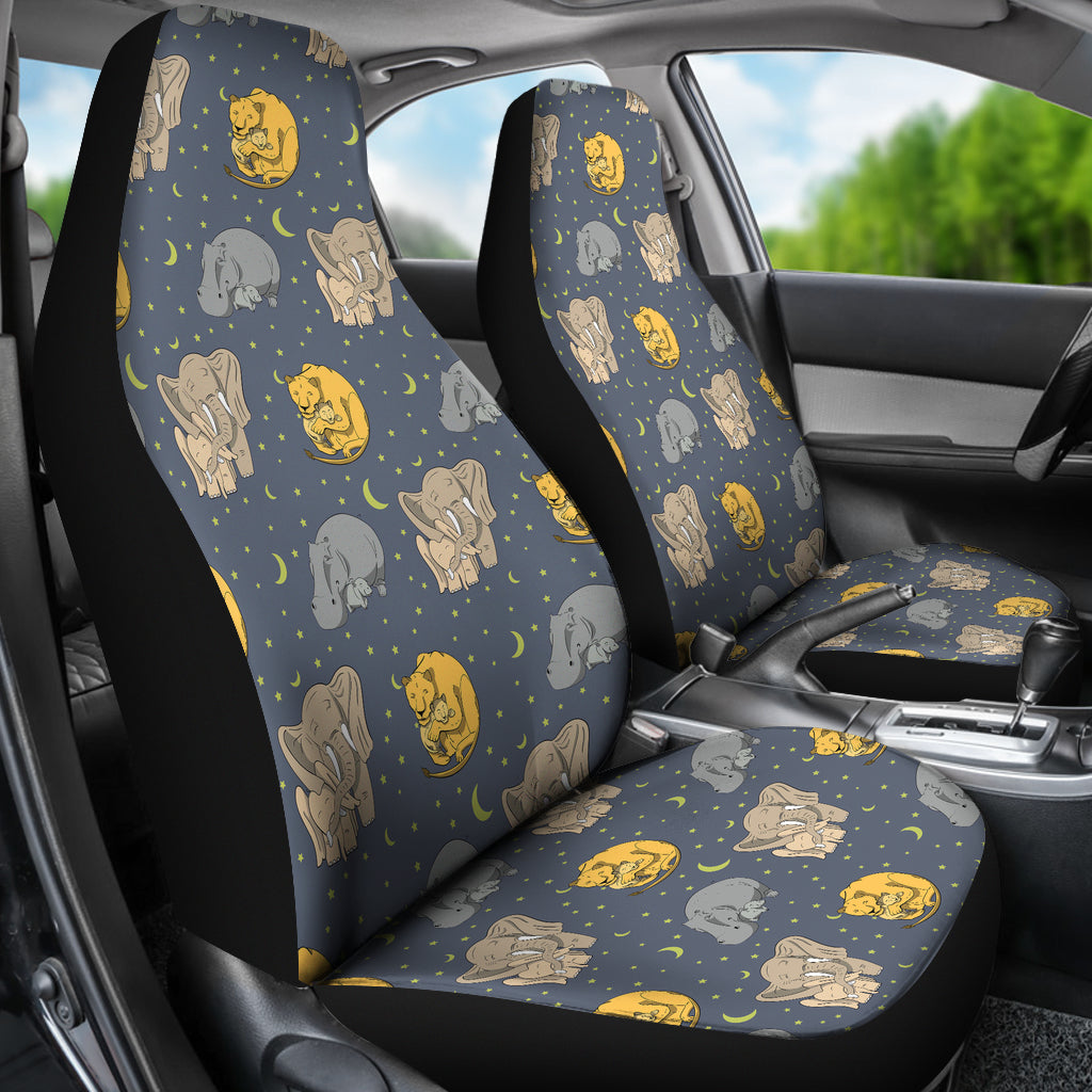 Safari Elephant Lion Print Design LKS303 Car Seat Covers