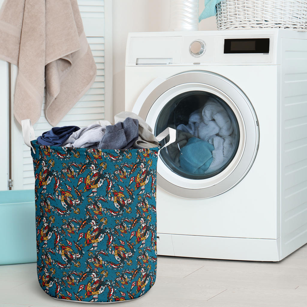 Sea Turtle Tribal Colorful Hand Drawn Laundry Basket