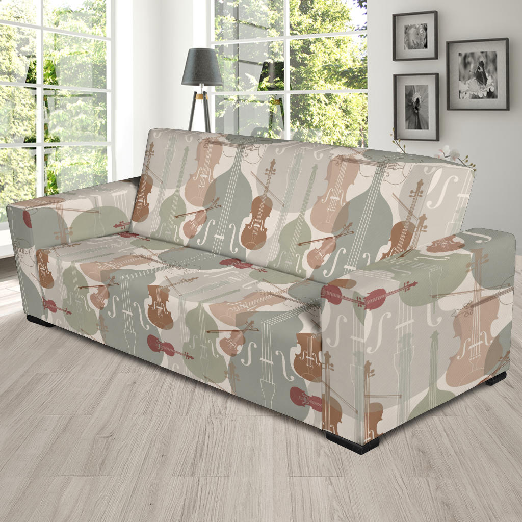 Violin Pattern Print Design 01 Sofa Slipcover