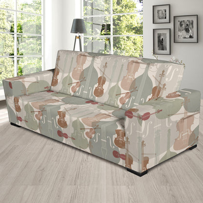 Violin Pattern Print Design 01 Sofa Slipcover