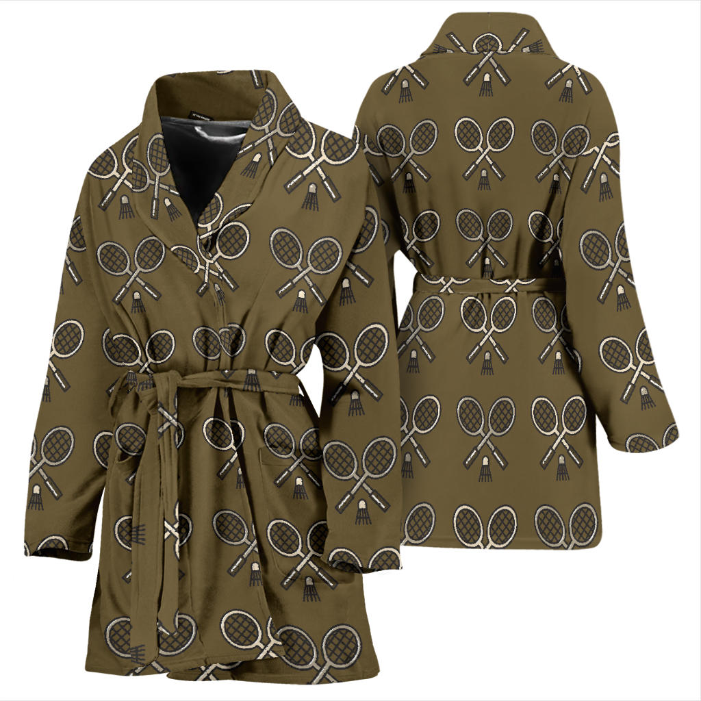 Badminton Pattern Print Design 07 Women Bathrobe