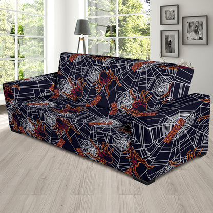 Tarantula Spiderwebs Pattern Print Design 01 Sofa Slipcover