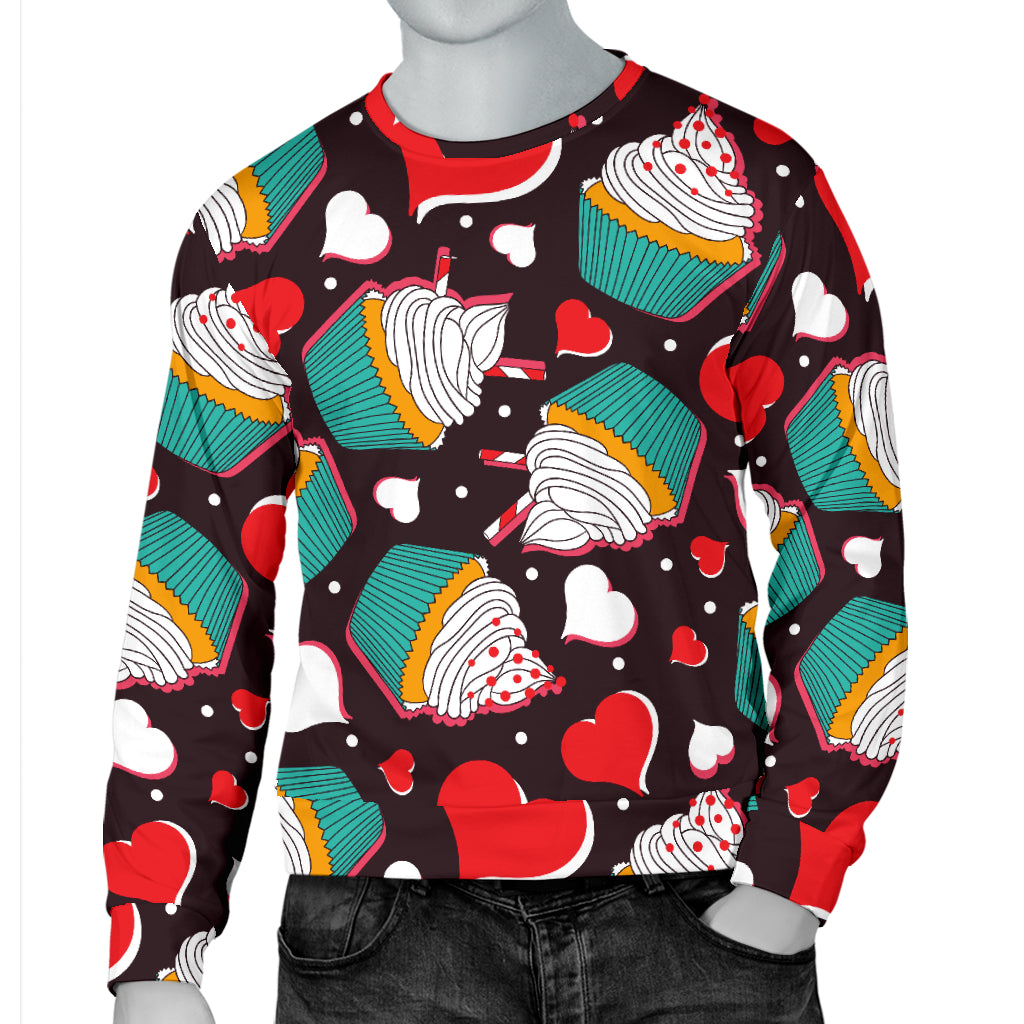 Cupcakes Heart Print Pattern Men Long Sleeve Sweatshirt