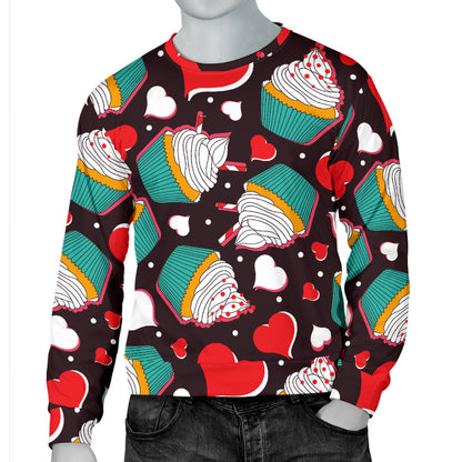 Cupcakes Heart Print Pattern Men Long Sleeve Sweatshirt