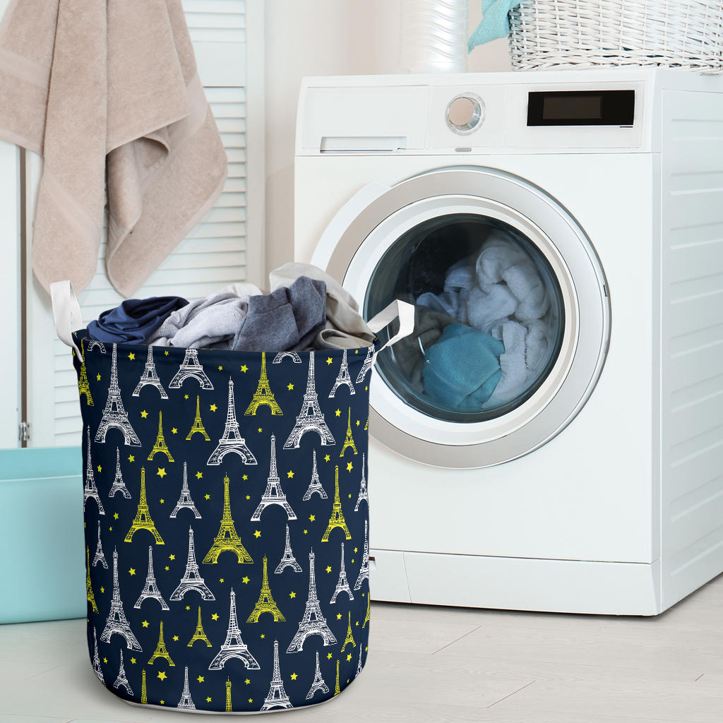 Eiffel Tower Star Print Laundry Basket
