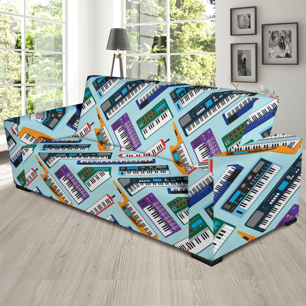 Synthesizer Pattern Print Design 02 Sofa Slipcover