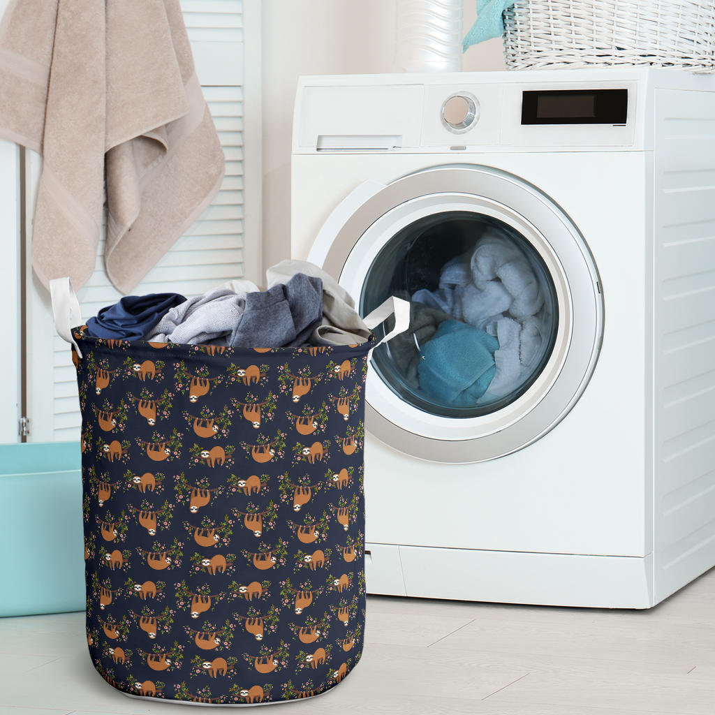 Sloth flower Design Themed Print Laundry Basket