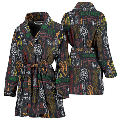 Barbecue Pattern Print Design 03 Women Bathrobe