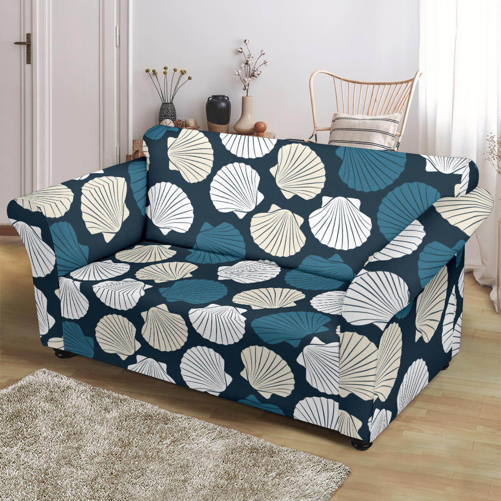 Seashell Print Design LKS3013 Loveseat Couch Slipcover