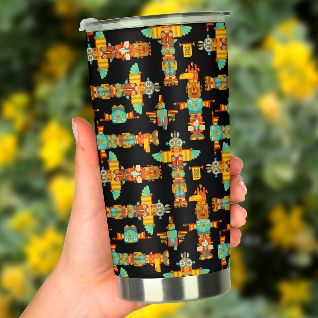 Totem Pole Cartoon Print Tumbler