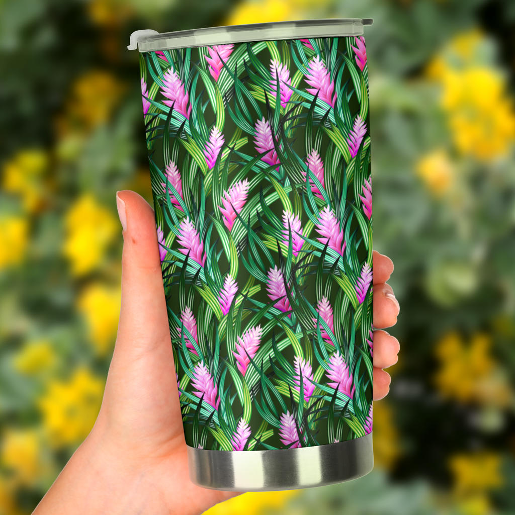 Tropical Folower Pink Heliconia Print Tumbler