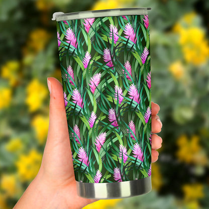 Tropical Folower Pink Heliconia Print Tumbler