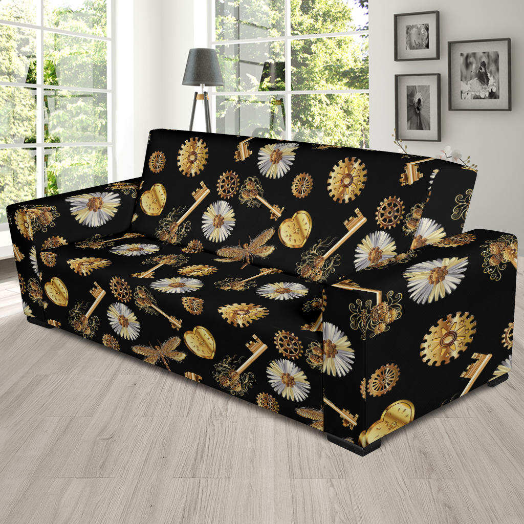 Steampunk Key Dragonfly Print Design LKS303 Sofa Slipcover
