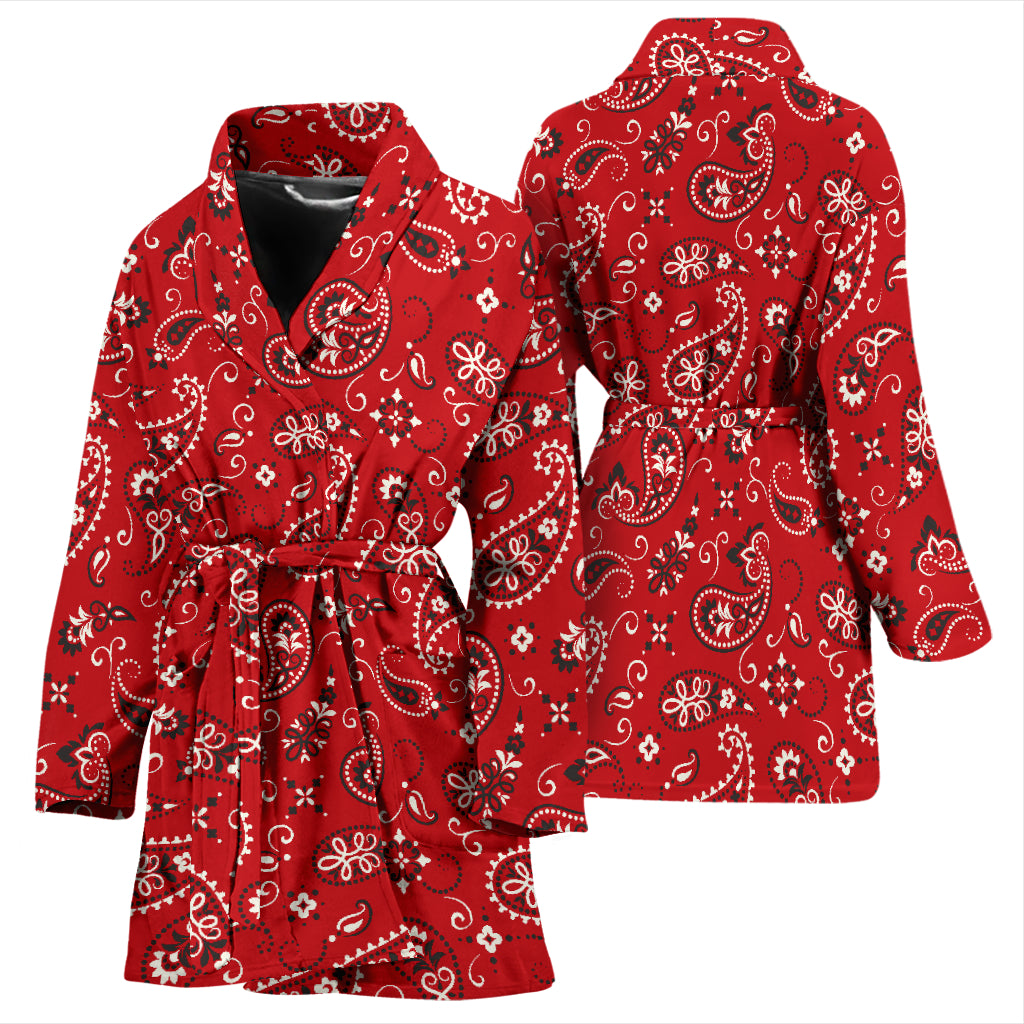 Bandana Paisley Red Print Design LKS3011 Women Bathrobe