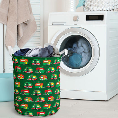 Camper Camping Christmas Themed Print Laundry Basket